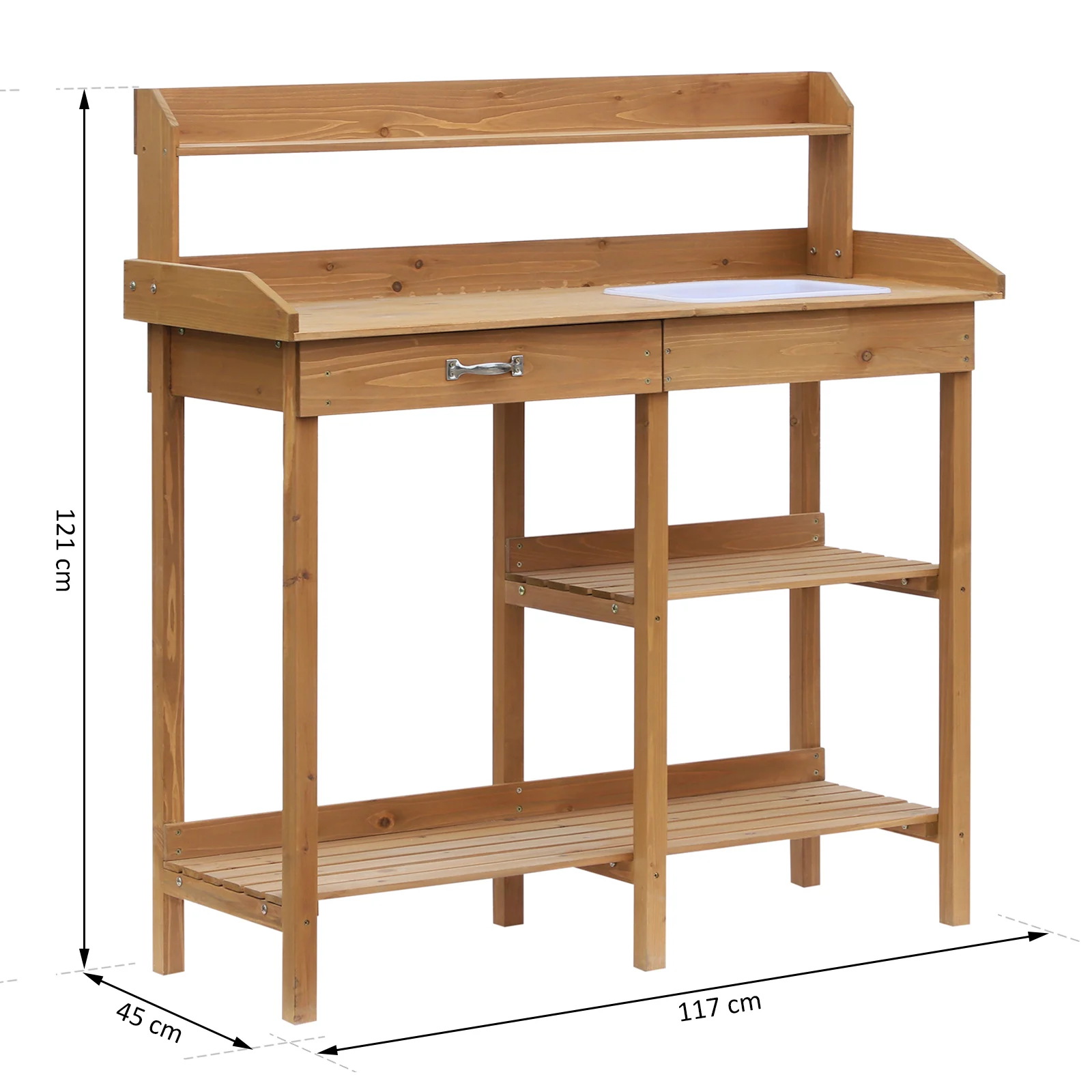 Kweektafel met opvangbak sparhout H121cm