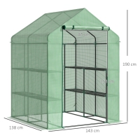 Inloop Kweekkas met 8 planken, 143 x 138 x 195 cm