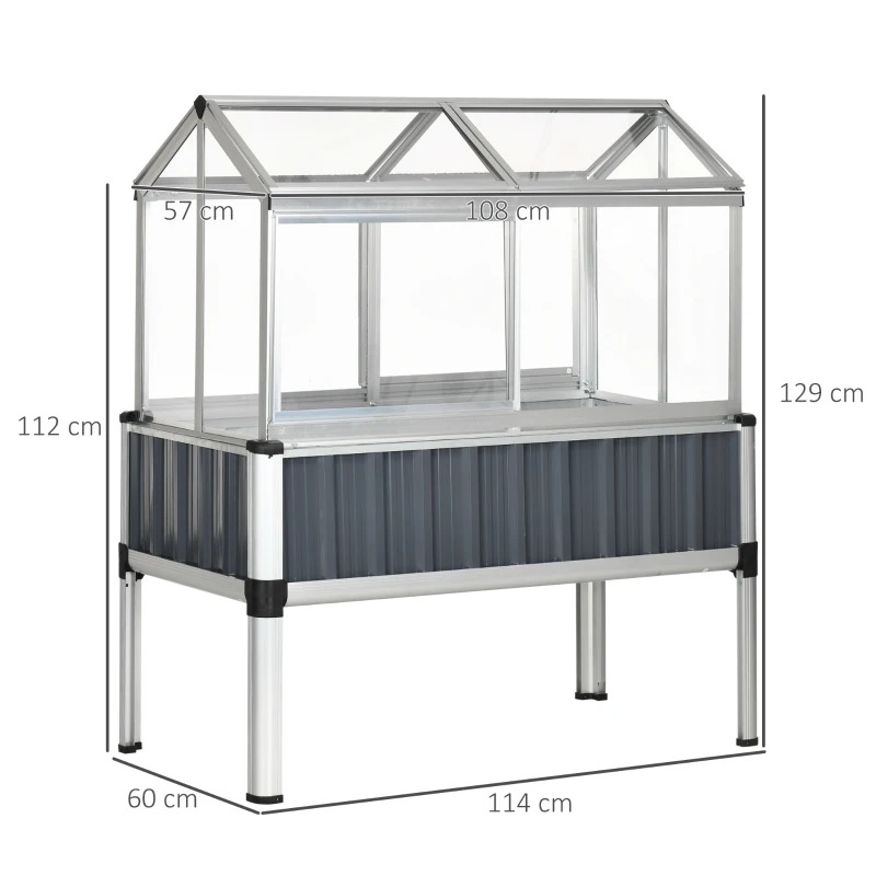 Verhoogde kweekkas met deksel 114cm x 60cm x 129cm