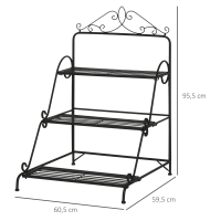 Plantenstandaard Metaal Zwart 60,5x59,5x95,5cm