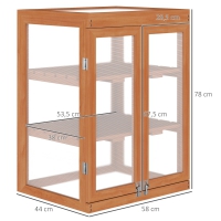 Kweekkas,  hout+ polycarbonaat, 58 x 44 x 78cm